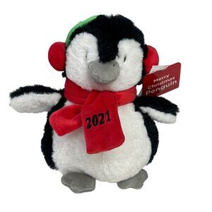 American Greetings Merry Christmas Penguin Plush 2021 Scarf Ear Muffs New